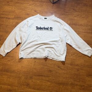 Vintage Timberland Crewneck Sweatshirt XL Oatmeal Heather Embroidered Logo 90s